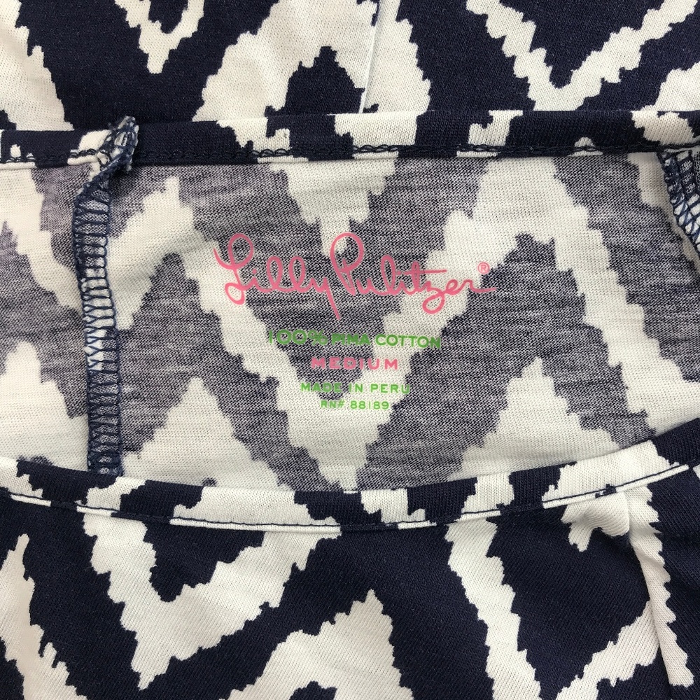 Lilly Pulitzer Palmer Dress Blue & White Chevron - Picture 2 of 4